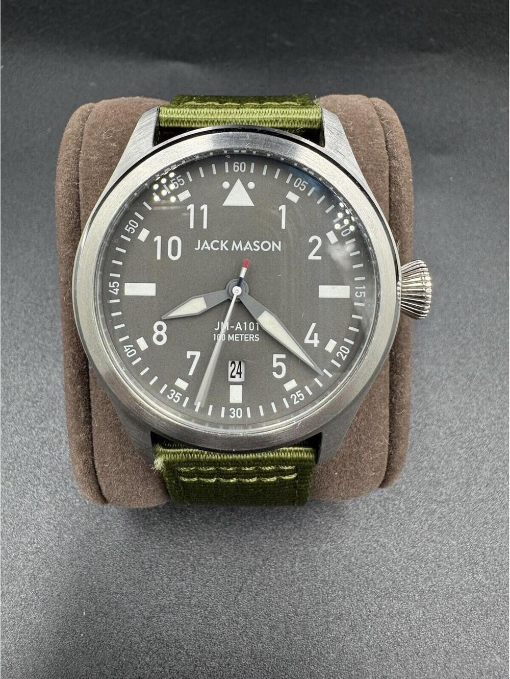 Jack Mason Aviation JM-A101-204 Green Nylon Strap 42mm Pilot Watch Missing Screw